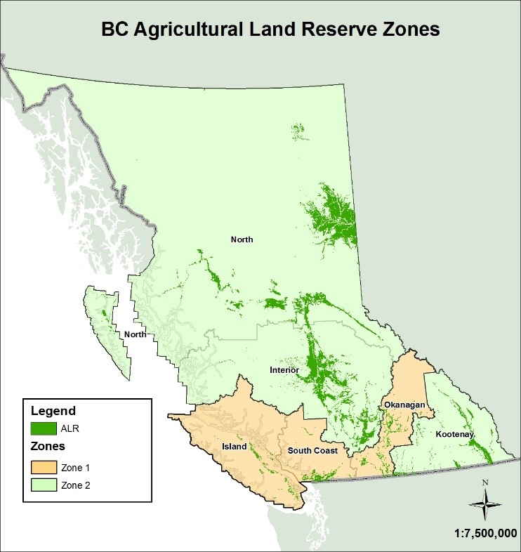 BC Agricultural Land Reserve Zone Map