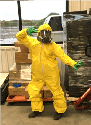 In data collection typical PPE required for spray applications.