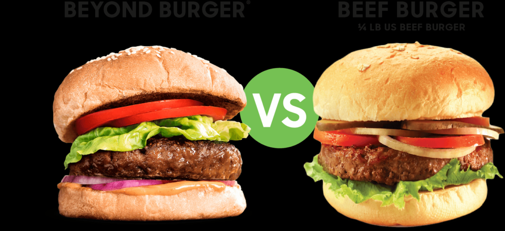 Plant-based burger vs meat burger
