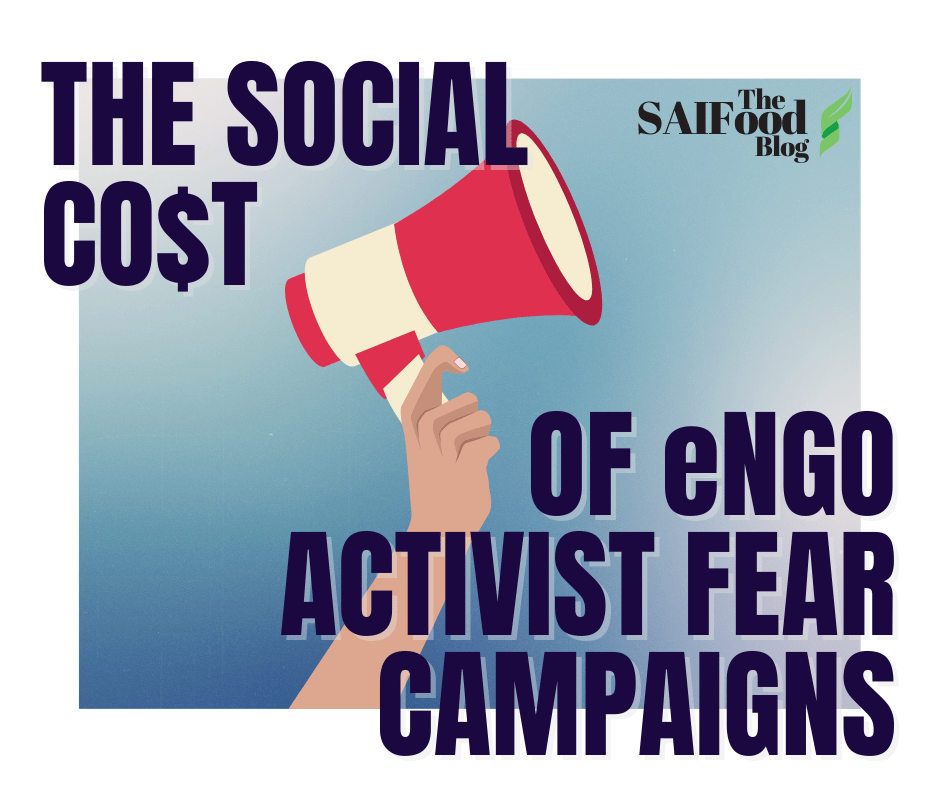 A megaphone with the text : The social cost ($) of eNGO activist fear campaigns