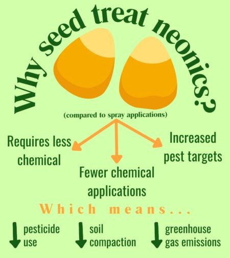Why seed treat neonics (compared to spray application)?