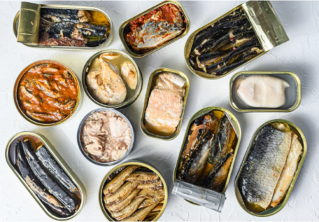 Cans of various fish