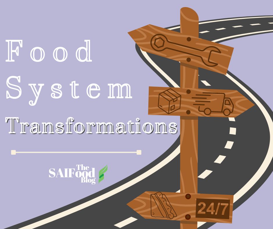 Food System Transformations next to a road sign