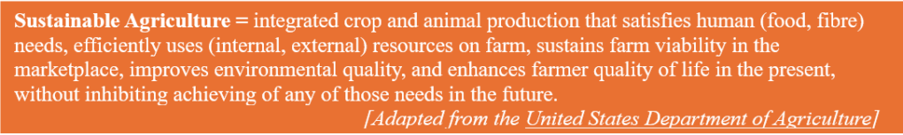 Definition of sustainable agriculture, adapted from the USDA